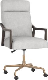 Collin Office Chair (Brown & Saloon Light Grey Leather) 