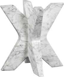 Cypher Dining Table Base (Marble Look & White) 