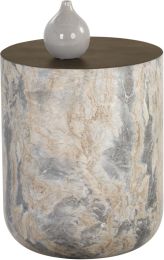 Diaz End Table (Marble Look & Antique Brass) 