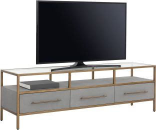 Venice Media Console And Cabinet (Grey Shagreen) 