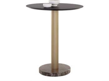 Monaco Bar Table (Gold (Grey Marble & Charcoal Grey) 