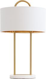Kezna Table Lamp (White Marble & Matte White) 