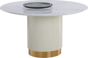 Paloma Dining Table (Round - White Marble) 