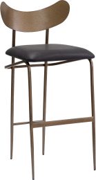 Gibbons Barstool (Antique Brass & Charcoal Black Leather) 