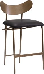 Gibbons Counter Stool (Antique Brass & Charcoal Black Leather) 