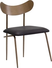 Gibbons Dining Chair (Antique Brass & Charcoal Black Leather) 