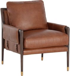 Mauti Chaise d'Appoint (Brun & Cuir Tabac Shalimar) 