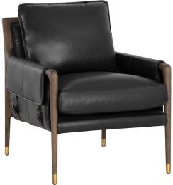Mauti Lounge Chair (Dark Brown & Cortina Black Leather) 
