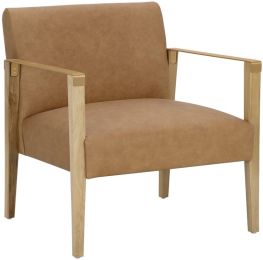 Earl Lounge Chair (Rustic Oak & Ludlow Sesame Leather) 