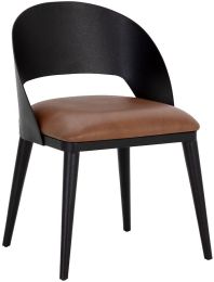 Dezirae Dining Chair (Black & Cognac Leather) 