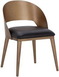 Dezirae Dining Chair (Antique Brass & Charcoal Black Leather) 