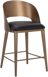 Dezirae Counter Stool (Antique Brass & Charcoal Black Leather) 