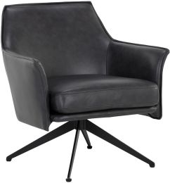 Crosby Swivel Lounge Chair (Alpine Black Leather) 