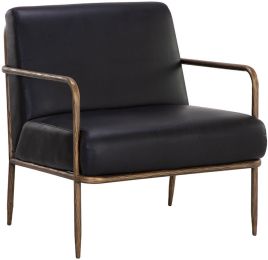 Lathan Lounge Chair (Charcoal Black Leather) 