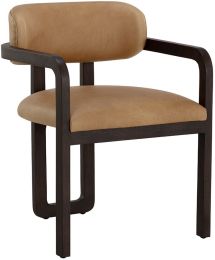 Madrone Dining Armchair (Brown & Ludlow Sesame Leather) 