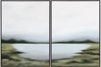 Lakeside Views (Ensemble de 2 - 36 x 48 - Cadre Flottant Noir) 