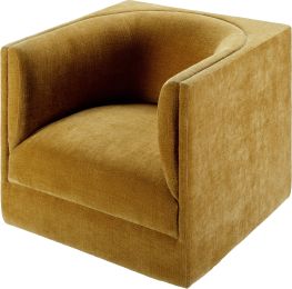 Vivienne Swivel Chair (Mustard & Brown) 