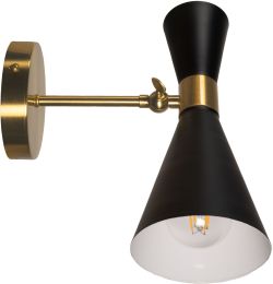 Calvin One Armed Black and Brass Metal Wall Sconce 