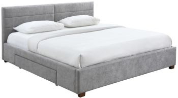 Emilio Platform Bed W & Drawers (King - Light Grey) 
