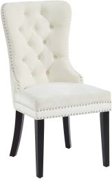 Rizzo Velvet Side Chair (Set of 2 - Ivory) 