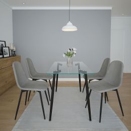 Abbot & Olly 5 Piece Dining Set (Black Table & Grey Chair) 