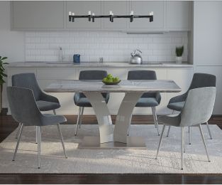 Napoli & Cassidy 7 Piece Dining Set (Grey Table & Grey Chair) 