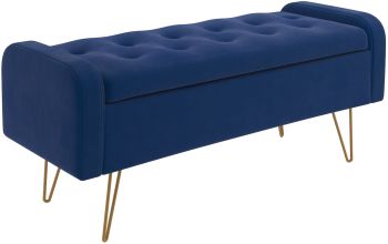 Sabel Storage Ottoman & Bench (Blue & Gold Leg) 