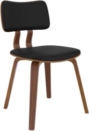 Zuni Side Chair (Black Faux Leather & Walnut) 
