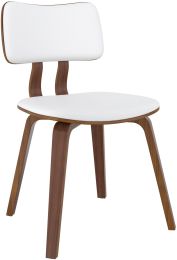 Zuni Side Chair (White Faux Leather & Walnut) 