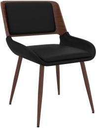 Hudson Side Chair (Black Faux Leather & Walnut) 