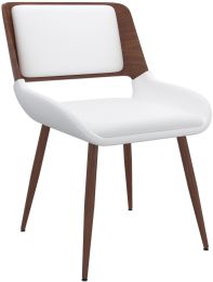 Hudson Side Chair (White Faux Leather & Walnut) 