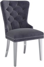 Hollis Side Chair (Set of 2 - Grey & Chrome) 