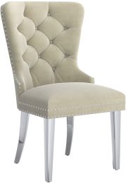 Hollis Side Chair (Set of 2 - Ivory & Chrome) 