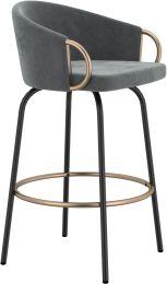 Lavo 26 In Counter Stool (Set of 2 - Grey & Black & Gold) 