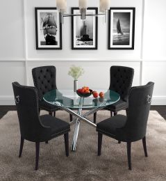 Solara II & Rizzo 5 Piece Dining Set (Chrome Table & Black Chair) 