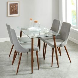 Abbot & Cora 5 Piece Dining Set (Walnut Table & Grey Chair) 