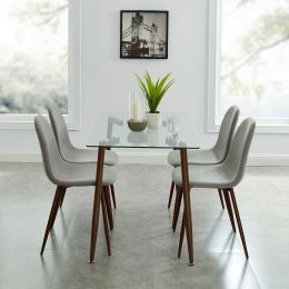 Abbot & Lyna 5 Piece Dining Set (Walnut Table & Grey Chair) 