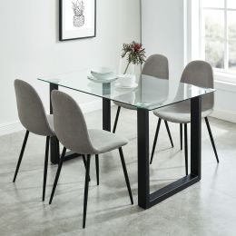 Franco & Olly 5 Piece Dining Set (Black Table & Grey Chair) 