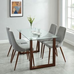 Franco & Cora 5 Piece Dining Set (Walnut Table & Grey Chair) 