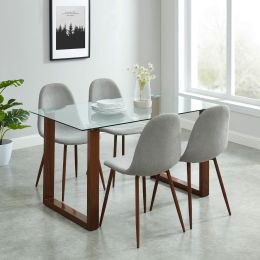 Franco & Lyna 5 Piece Dining Set (Walnut Table & Grey Chair) 