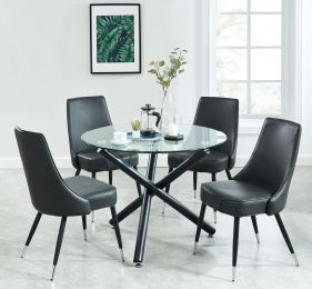 Suzette & Silvano 5 Piece Dining Set (Black Table & Vintage Grey Chair) 