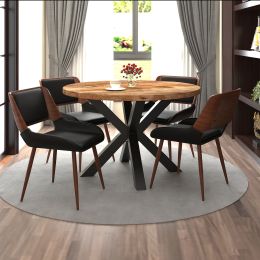 Arhan & Hudson 5 Piece Dining Set (Natural Table & Black Chair) 