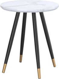 Emery Round Accent Table (White & Black) 
