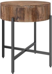 Blox Round Accent Table (Natural & Black) 
