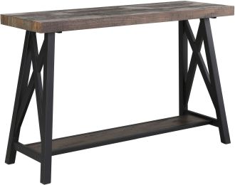 Langport Console Table (Rustic Oak & Black) 