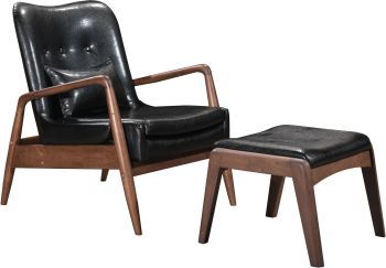 Bully Lounge Chair & Ottoman (Black) 