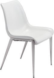 Magnus Dining Chair (Set of 2 - White & Brushed Stainless Steel) 