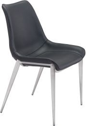 Magnus Dining Chair (Set of 2 - Black & Brushed Stainless Steel) 