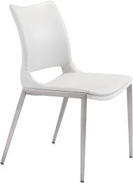 Ace Dining Chair (Set of 2 - White & Brushed Stainless Steel) 