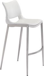 Ace Bar Chair (Set of 2 - White & Brushed Stainless Steel) 
